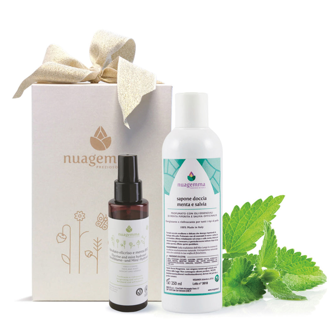 Kit uomo: idrolato elicrisio e menta dopobarba e sapone doccia menta e salvia